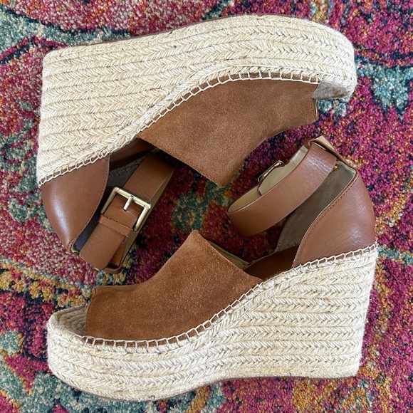 🔥Marc Fisher | Women's brown suede upper, leather heel wedge espadrille size 11 - Picture 8 of 16